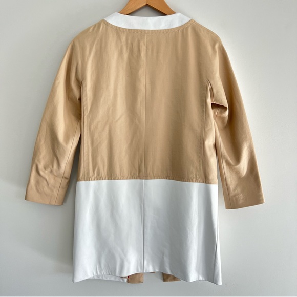 ANTHROPOLOGIE x Leifsdottir White Beige Leather Long Sleeve Classic Jacket Sz 0 - Picture 7 of 16